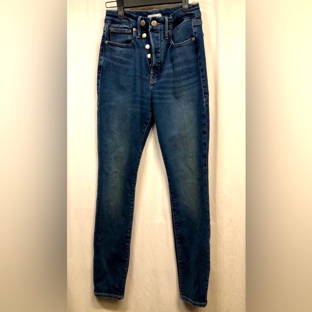 Good American Buttonfly Zip Skinny Jeans Womens Style GWADJ014T  Size 4/27